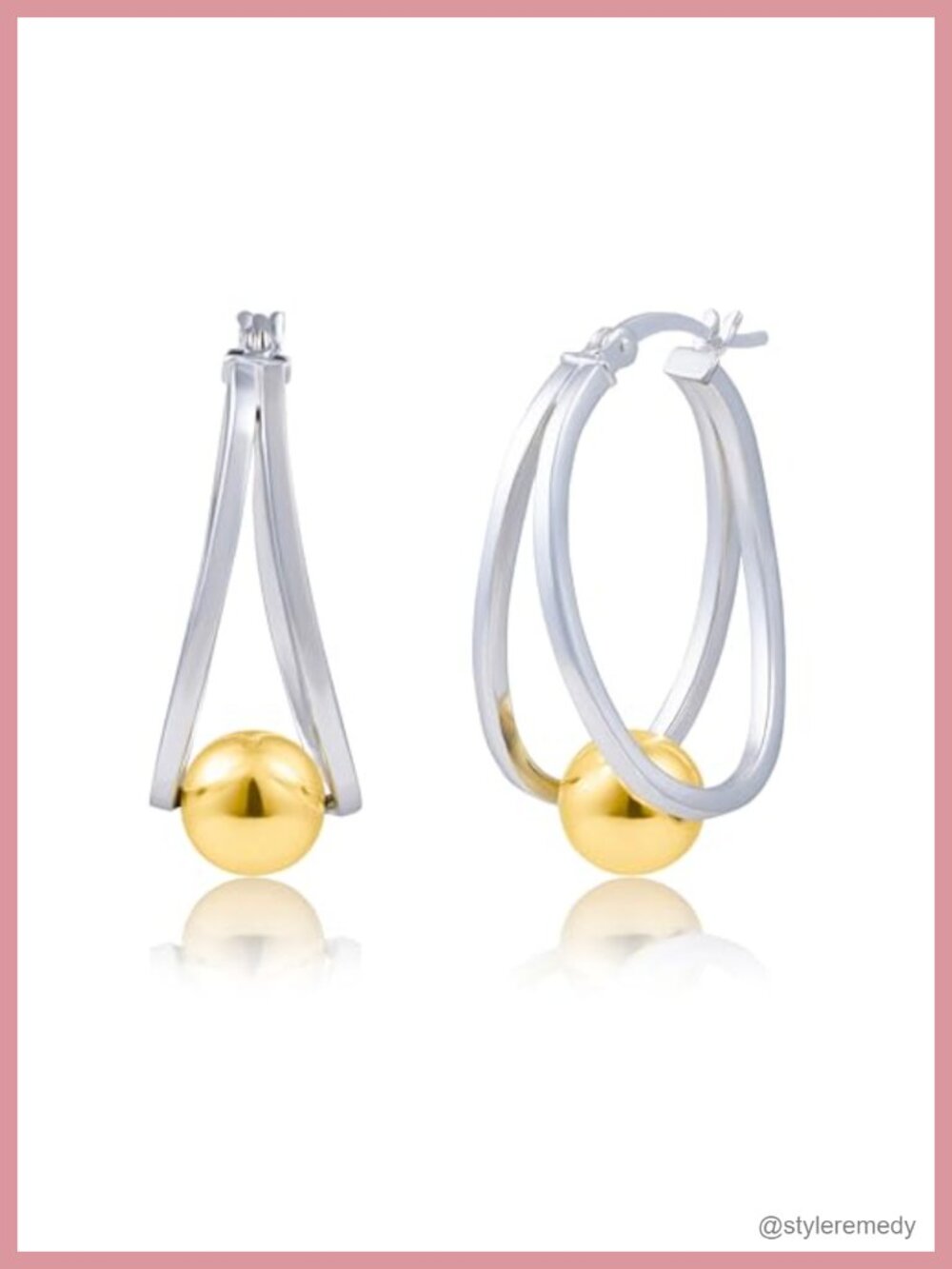 Gold Over 925 Sterling Silver Double Hoop Earrings Lightweight Hypoallergenic